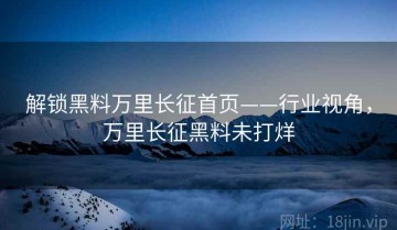 解锁黑料万里长征首页——行业视角，万里长征黑料未打烊